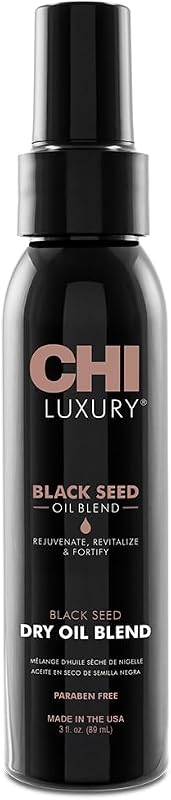 Aceite seco de mezcla de aceite de semilla negra de lujo CHI, aceite para el cabello revitalizante y nutritivo, crea cabello suave y brillante, sin sulfato, parabenos y sin crueldad, 3 oz