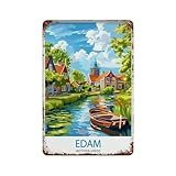 xiaoxiaoshen Edam Niederlande Reise charmantes niederländisches Dorf Käsemarkt historischer K Kranke Wanddekoration Kunst Metall Blechposter Moderne Wohnkultur Kunst Home Bar Shop Dekorationen