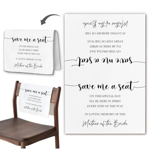 YRDBGHZDF Reserved in Loving Memory Wedding Chair Sign, Save Me a Seat Memorial Seating Placeholder Church Pews Cloth Signs, Wedding Chair Decorations for Reception (Mother of the Bride, 1 Piece)