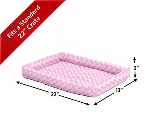 Image of MidWest Homes for Pets QuietTime Fashion XS Dog Bed - Pink Faux Fur Bolster, Ultra-Soft and Machine Washable, Fits 22-Inch Crates and Carriers, for Small Dogs and Cats