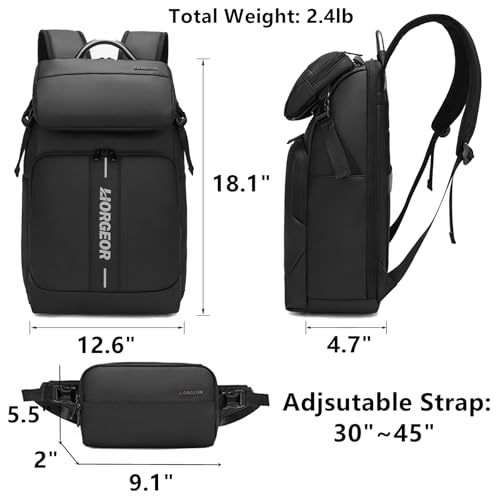 O-TBOST 2 in 1 Business Slim Backpack for Men 15.6 Inch Laptop Backpack with Detachable Waist Pack (Black)3