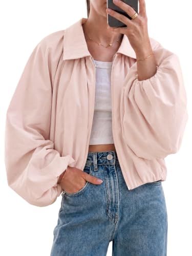 Tankaneo Women's Cropped Bomber Jacket – Casual Zip‑Up Fall Outerwear