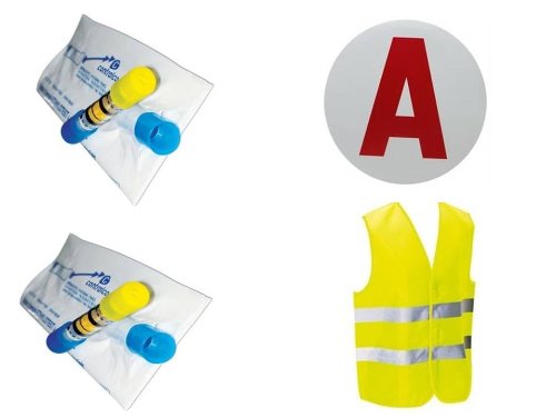 Kit Auto Sicherheit: 2 Atemalkoholtester NF + 1 Disc A Junge Fahrer + 1 Weste Gelb in 471