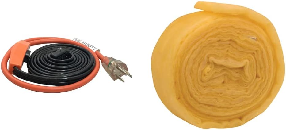 Frost King HC6A Automatic Electric Heat Kit Heating Cables, 6 Feet, Black & Frost King Fiberglass Pipe Wrap Kits, 3"x1/2"x25'