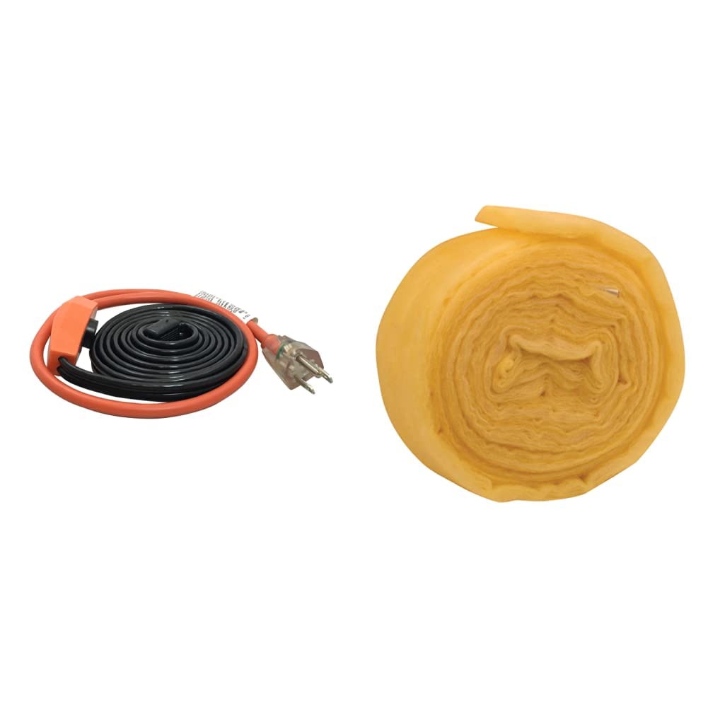 Frost KingHC6A Automatic Electric Heat Kit Heating Cables, 6 Feet, Black & Frost King Fiberglass Pipe Wrap Kits, 3"x1/2"x25'