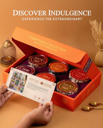 Image of Hyperfoods Rakhi With Dry Fruits 745g RawFruit Courtyard Collection Pack of 6 Dry Fruits Gift Box Rakhi Combo Set for Brother DryFruits Gift Pack DryFruits Combo Pack