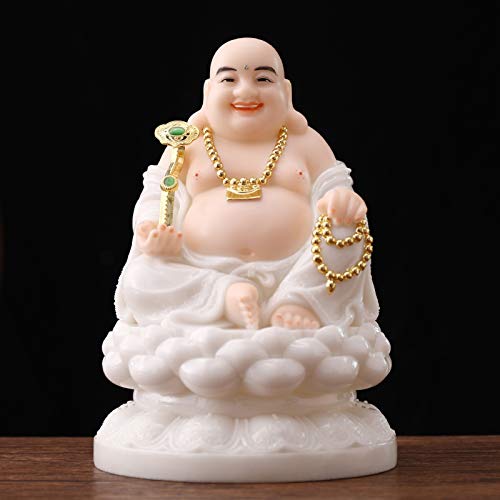 WXKAGF Ozdoby Feng Shui Jadeitowy posąg Buddy Dom Salon Szczęśliwa dekoracja Prezent Feng Shui Realistyczny Śmiejący się Budda Duży brzuch Budda Atrakcyjny i spokojny Posąg Buddy Posąg Feng Shui