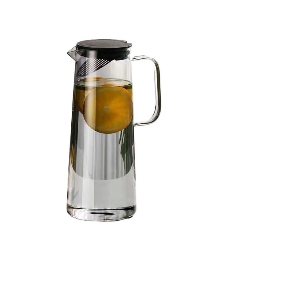 MYUYEE Water Carafe 1.35L/1.8L Glass Water Pitcher With Lid And Handle Water Jug For Fridge Iced Tea And Coffee Carafe Beverage Serveware Water Jugs (Gris-L)