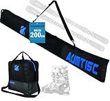 AUMTISC Skitasche und Skischuhtasche Combo - Skitaschen für Flugreisen - ungepolsterte Schneeskitaschen passen für Skier bis zu 200 cm