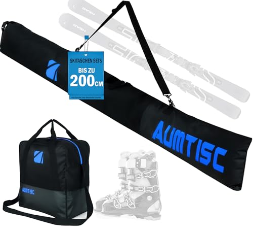 AUMTISC Bolsa De Esquí Y Bolsa De Barco Combinadas Y Acolchadas para 1 Par De Botas De Esquí Bolsa De Esquí con Longitud Ajustable hasta 200 Cm