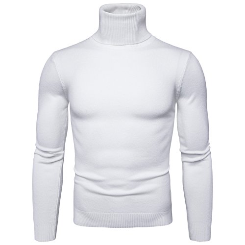 Mens Classic Sweatshirts Basic Knitted Turtleneck Jumper