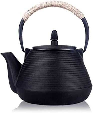 Japanese Tetsubin Tea Kettle Cast Iron Teapot with Stainless Steel Infuser and Insulation Handle Black 33.8 Ounce / 1 Liter