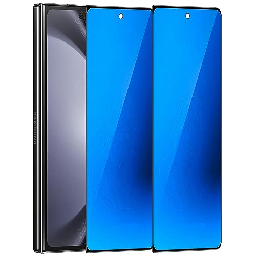 Verre trempé Z Fold 5 et 4 anti-espion | Lot de 2 films de protection d'écran bleus galvanisés