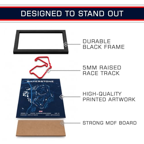 Image of CodersParadise Silverstone Racing Circuit 3D Wall Art Frame | Motorsport Track Map Wall Decor | Racing-Inspired Wall Hanging for Bedroom, Gaming Room, Office, Garage & Home Decoration