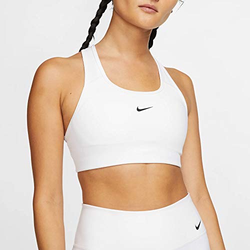 Nike Swoosh Women's Medium-Support 1-Piece Pad Sports Bra BV3636-100 Size XS White/Black