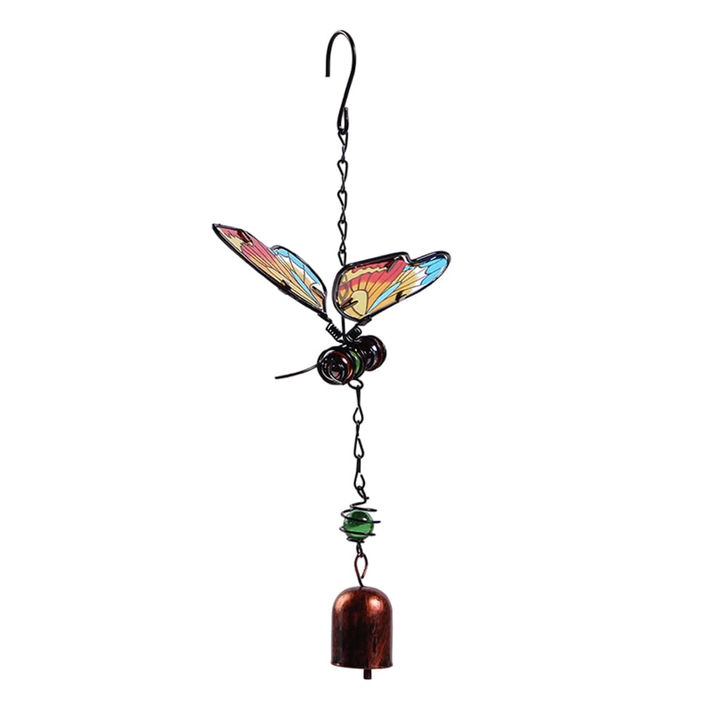 GORGECRAFT Insect Wind Chime Metal Butterfly Bell Chimes 30cm Rustic Outdoor Ornaments Iron Glass Stereo Hanging Ornament Windchimes Decoration for Garden Yard Patio Indoor Christmas Tree Decor