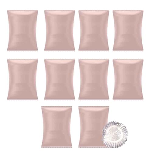 10 gorros de ducha desechables envueltos individualmente, de plástico, impermeables, elásticos, para el cabello, perfectos para tratamiento capilar, salón, spa, hotel, viajes