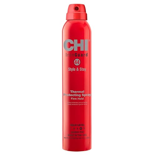 CHI 44 Iron Guard Style & Stay Firm Hold Spray protector, protector térmico y laca para el cabello para una sujeción duradera, sin sulfatos ni