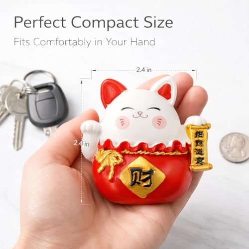 Imán decorativo gato de la suerte japonés de resina miniatura 4