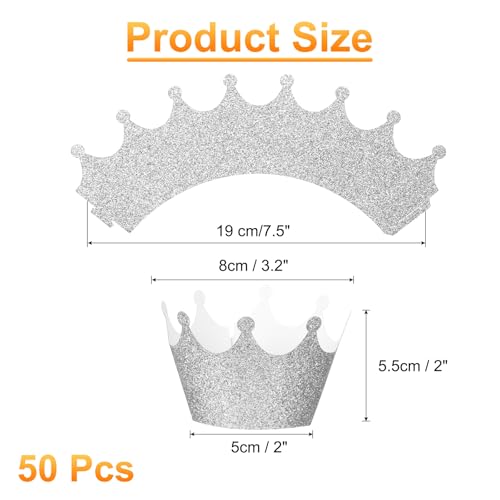 Envoltorios para cupcakes de papel plata con diseño de corona uxcell 3