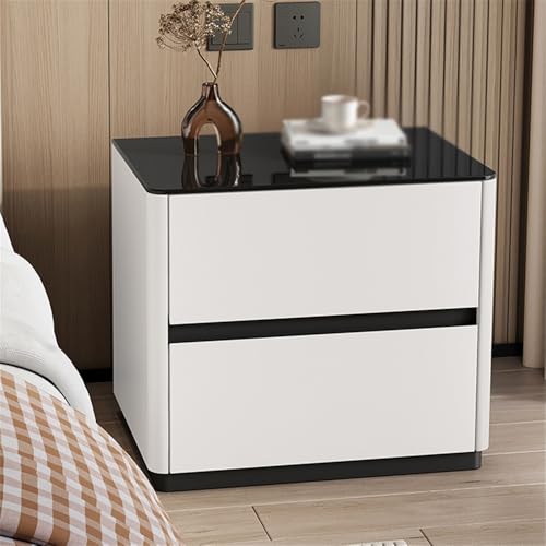 Table de nuit avec rangement en verre double tiroir compact pour studio moderne - 3