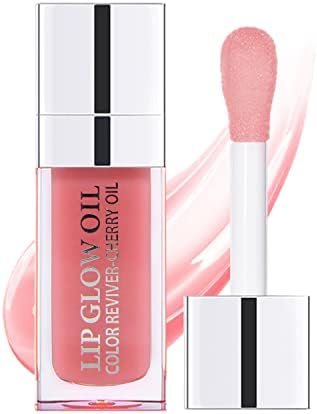 Plumping Lip Oil, Hydrating Lip Gloss Tinted Lip Balm Transparent Lip Care, Big Brush Head Glitter Shine, Long Lasting Nourishing Non-sticky Fresh Texture