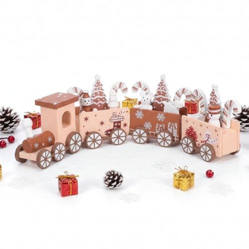 NOLITOY Holz Weihnachtszug, Mini Weihnachtsdeko Eisenbahn, Deko-Zug...