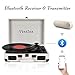 Record Player for Vinyl with Built-in Speakers Bluetooth Output,3 Speed Belt-Driven Phonograph Retro Turntable Player, Portable Vintage Mini Suitcase LP Player USB Recording, Includes 2 Extra Stylus