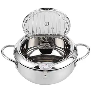 Muskan Enterprises -ME Stainless Steel Frying Pan, Japanese Style Deep Fryer, Controllable Temperature Pot Lid, Easy to Clean and Store, Suitable for Fried Food(Small 20cm)'$