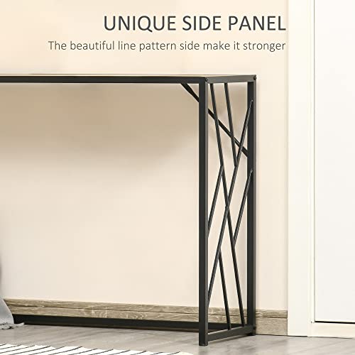 Homcom 47.25" Console Table, Industrial Sofa Table With Metal Frame For Living Room, Or Hallway, Natural/Black #TOP5
