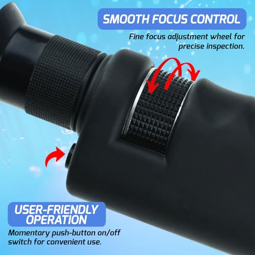 Image of Handheld Optical Fiber Microscope, 400x Fiber Optic Microscope LED Light Coaxial Illumination 2.5mm and 1.25mm Adapters Fiber Cable Microscope Detector