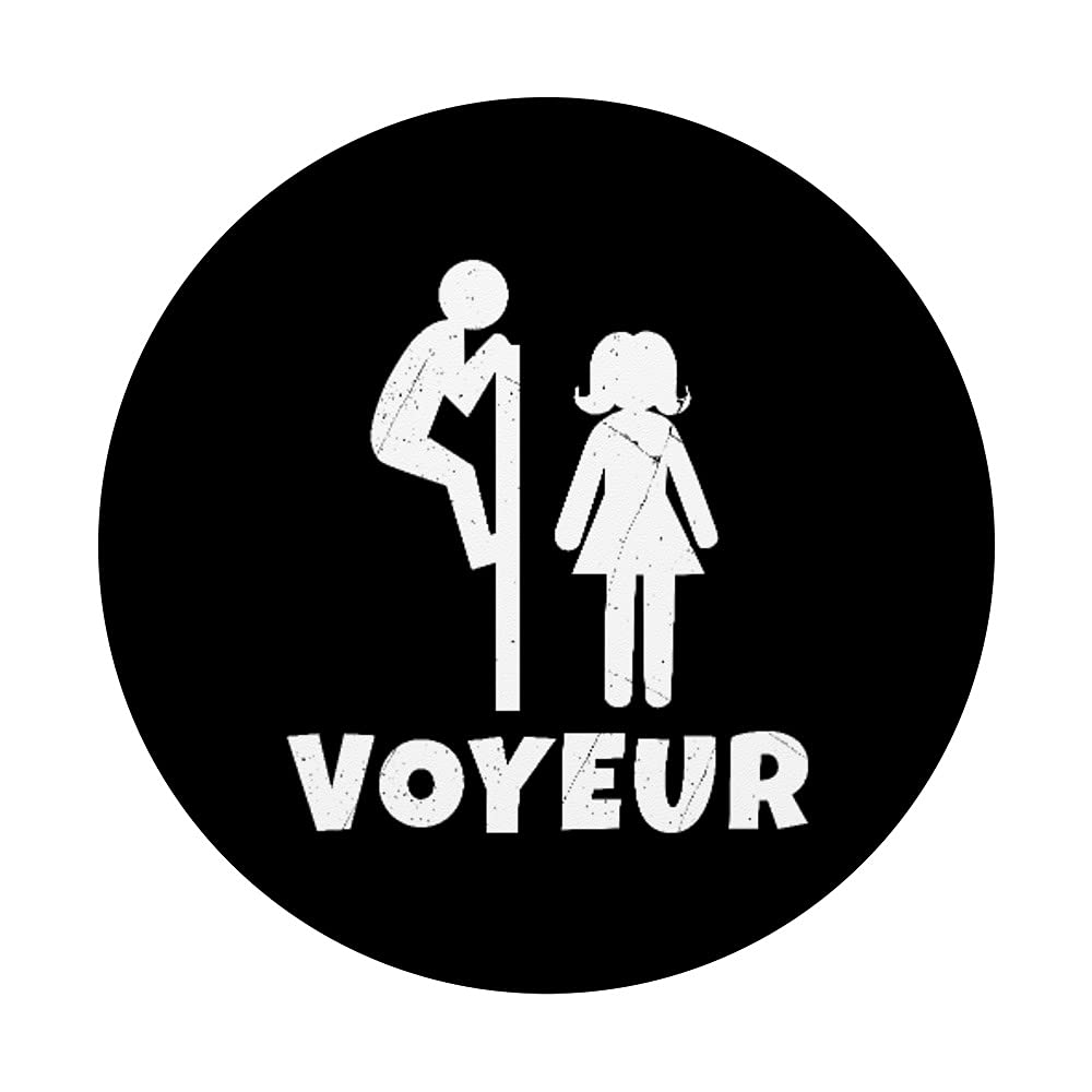 Funny Voyeur WC Toilet Male Peeping Guy PopSockets Swappable PopGrip, Black - Image 3