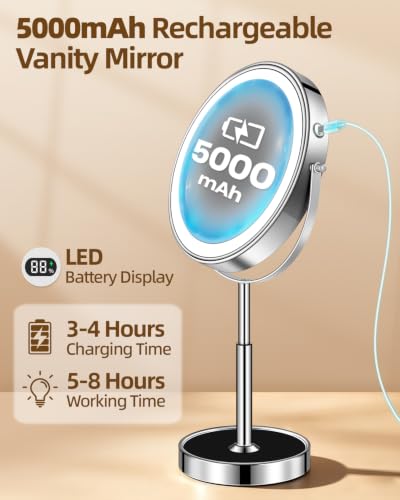 Image of 9 inch Lighted Makeup Mirror with Light,30X Magnifying Height Adjustable Mirror
