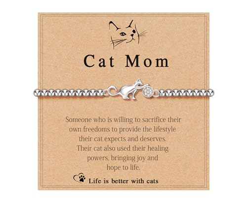 Cat Mom Gifts With Heartfelt Message Card Cute Cat Bracelet