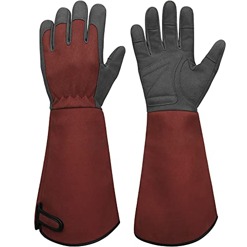 Barst Long Gardening Gloves, Rose Pruning Garden Gloves Synthetic Leather Thorn Resistant Gauntlet Glove With Adjustable Cuff For Weeding Digging Planting Small #TOP14