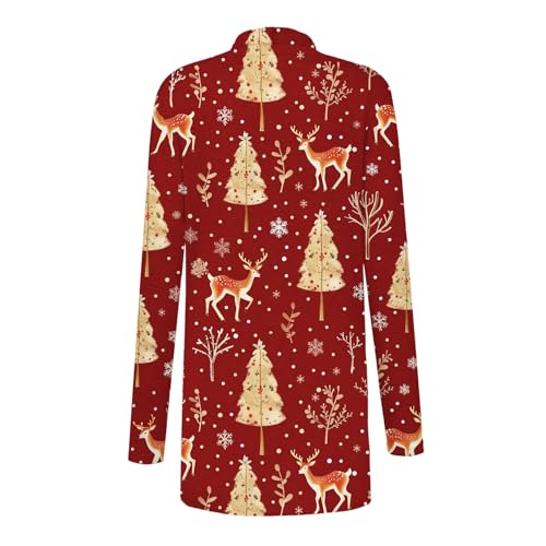 Christmas Cardigan for Women Casual Long Sleeve Shirts Ugly Funny Xmas Tree Print Graphic Tops Holiday Outfits2