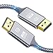 DisplayPort Cable,Capshi 4K DP Cable Nylon Braided -(4K@60Hz, 1440p@144Hz) Ultra High Speed DisplayPort to DisplayPort Cable 10ft for Laptop PC TV etc- Gaming Monitor Cable (Grey)
