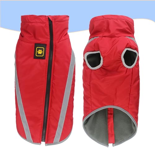 DoggieKit Hundejacke Wasserdichter Hundemantel Reflektierende Wintermantel mit Fleecefutter Winddichtes Wintermantel Hundepullover Hundekleidung für Kaltes Wetter Winter Warm Hunde Winterweste Jacken