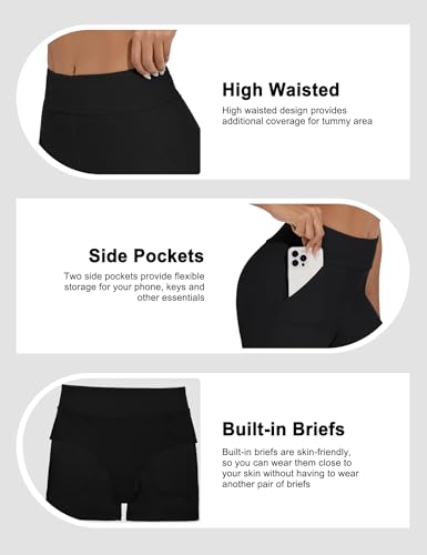 Bonneuitbebe Women's Swim Shorts High Waisted Bathing Suit Bottoms Swimwear Boyshort Swimming Swimsuit Board Shorts4