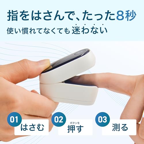 メディケン(MEDIKEN) パルスオキシメーター【医療機器認証・健康守り】心拍計 spo2/脈拍測定器 脈拍計 酸素濃度計 指先 高精度 簡単操作・携帯便利 付属品4点セット 収納ケース付き ストラップ 旅行 家庭 日常用