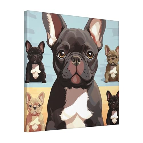 Peinture bouledogue français sur toile premium texturée