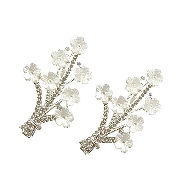 White Flower Metal Hair Clip for Girls, Hair Accessories, Pack of 12, Golden