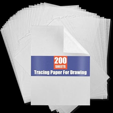Transfer Paper Tracing Paper for Drawing Trace Paper - PSLER Translucent Tracing Paper on Artist Lettering Sketch Drawing for Pencil Ink Markers (Transparent) Cover
