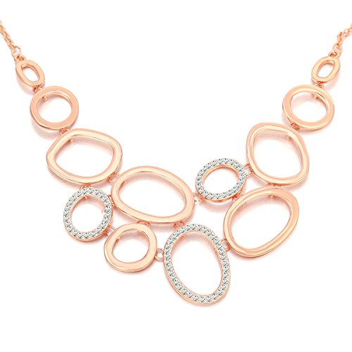 Xinyixin Collana donna, catena di anelli Collana pendente per ragazze Collana lunga catena di dichiarazione con collana di cristallo strass...