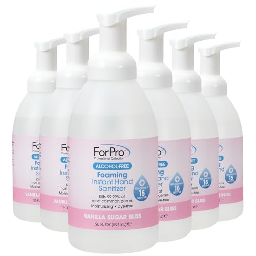 Image of ForPro Alcohol-Free Foaming Instant Hand Sanitizer, 20 Fl Oz (Pack of 6) - Moisturizing, Dye-Free Formula, Vanilla Sugar Bliss Scent