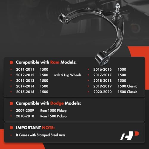 A-Premium Front Right Upper Control Arm, with Ball Joint & Bushing, Compatible with Ram 1500 2011-2018, 1500 Classic 2019-2020, Dodge Ram 1500 2009-2010 by A-premium - Image 2