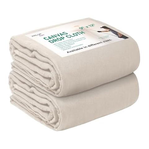 Avalon Home Canvas Drop Cloth 9x12 ft Pack of 2-8oz Painters Drop Cloth for Painting - Canvas Tarps for Floor & Furniture Protection - All Purpose Canvas Fabric Painting Drop Cloths Cover