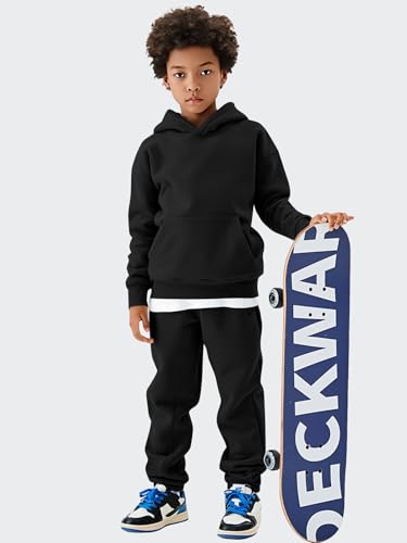 YKR Kids Sweatsuit Girls Boys Fleece 2 Piece Outfits Hooded Sweatshirt and Jogger Sweatpants Athletic Clothing Sets4