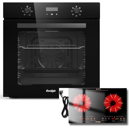 Four Encastrable 60CM 7 Fonctions avec Plaque Vitrocéramique Cooksir