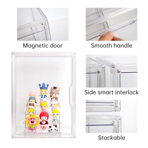 Image of BOHOIDEE Clear Acrylic Display Case with Two Display Shelves for Figures, Dustproof Storage Organizer Box with Magnetic Door, Acrylic Collectibiles Showcase